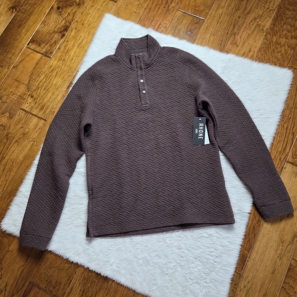 NWT Rhone Weekender Quilted Snap Pullover Shirt Men's Medium Brown